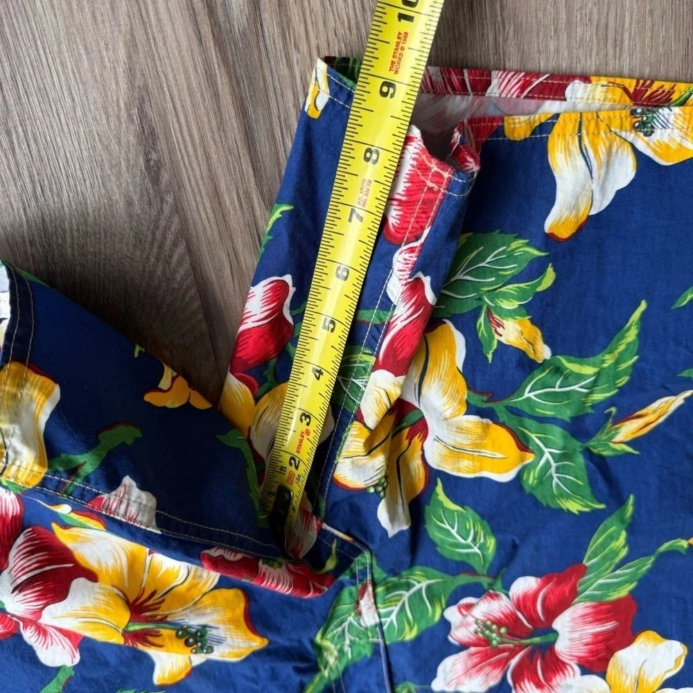 Vintage Y2K Polo Ralph Lauren Floral Swim Trunks Blue Mens 34 Board Shorts